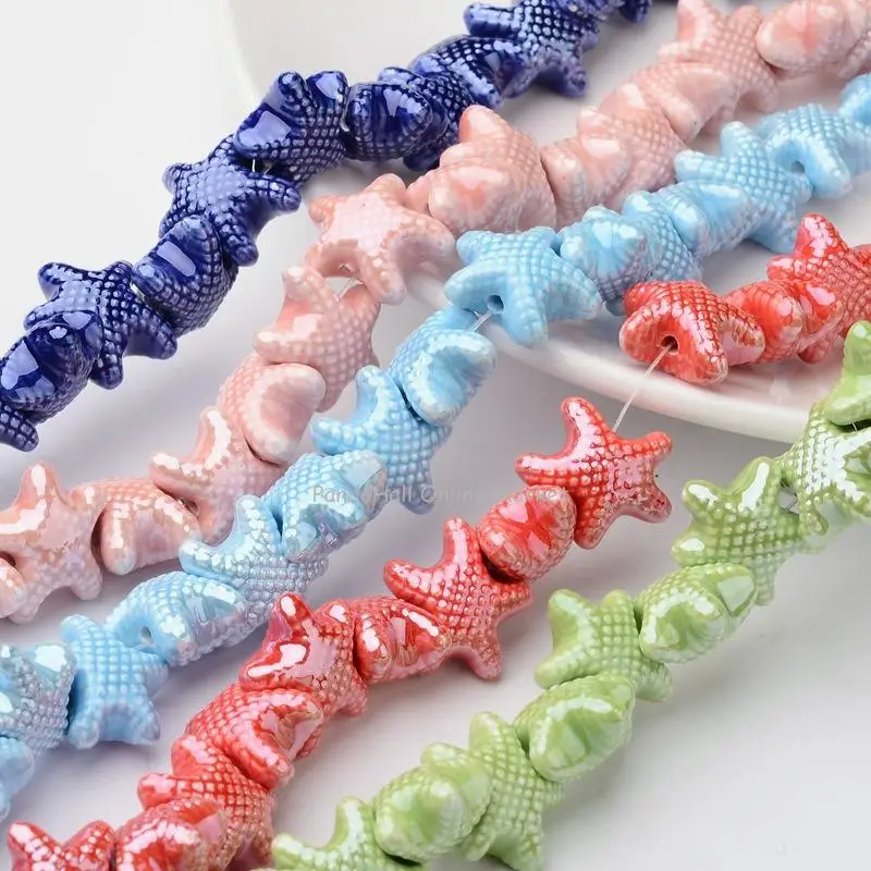 10Strands Mixed Color Handmade Pearlized Porcelain Starfish Bead Strands for Jewelry Making 17~19x9.5~10.5mm Hole: 2mm 10.5"
10Strands Mixed Color Handmade Pearlized Porcelain Starfish Bead Strands for Jewelry Making 17~19x9.5~10.5mm Hole: 2mm 10.5"