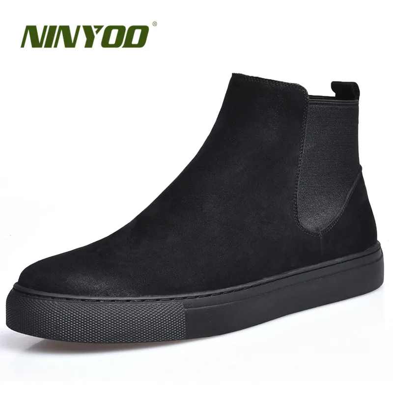 Фото Мужские ботинки Челси NINYOO черные из натуральной кожи - купить
