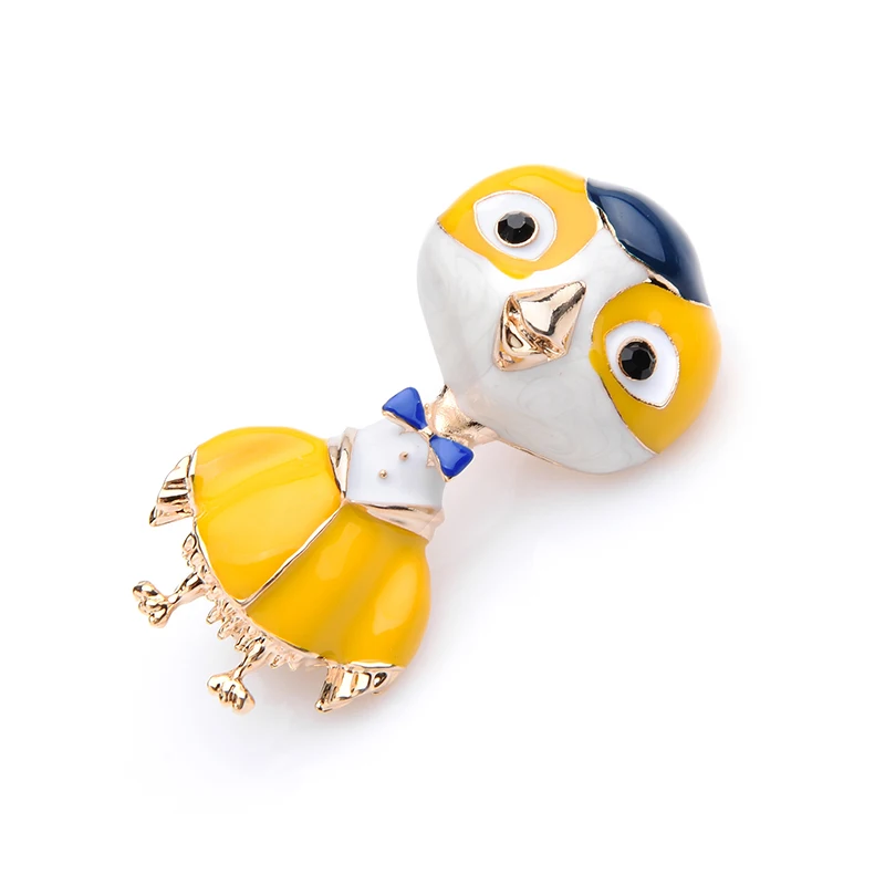 Wuli&baby Yellow Black Enamel Duck Brooches Lovely Animal Alloy Party Brooch Pins Children's Gifts |