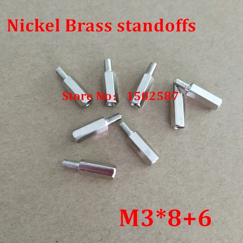 100pcs M3*8+6 Nickel Plated Brass Standoff Spacer Male Female Silver Spacing Screw PCB Board Brass Threaded spacer hex spacer
100pcs M3*8+6 Nickel Plated Brass Standoff Spacer Male Female Silver Spacing Screw PCB Board Brass Threaded spacer hex spacer