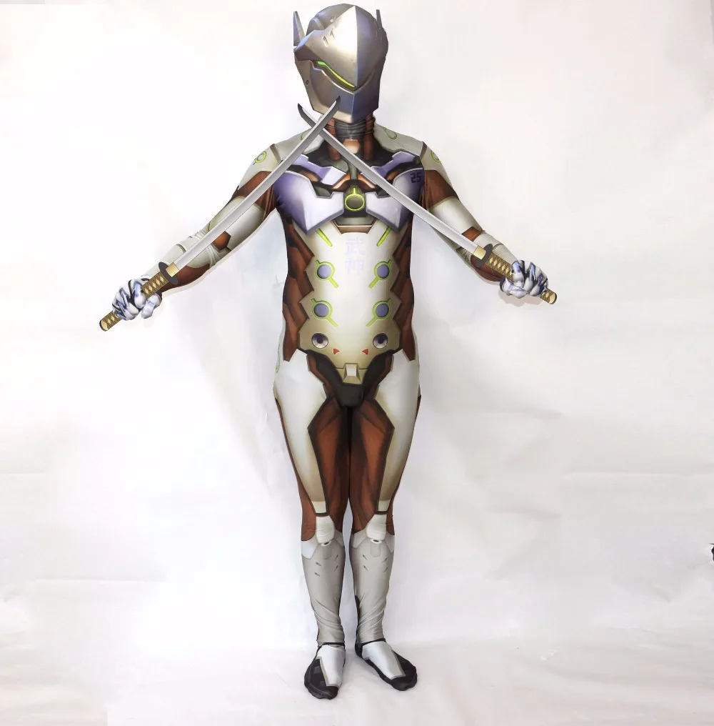 DVA над zentai костюм для взрослых на Хэллоуин Косплей лайкра genji одежда |