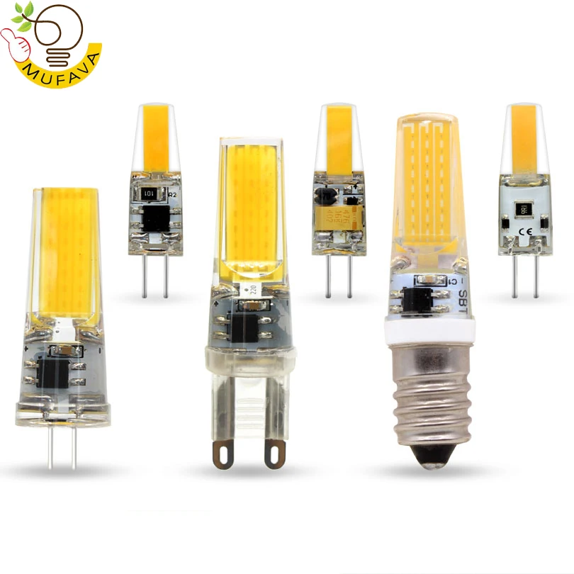 1 шт./лот светодиодная лампада G4 лампа 6 Вт 9 AC/DC 12 В AC 220 COB E14 Светодиодная G9