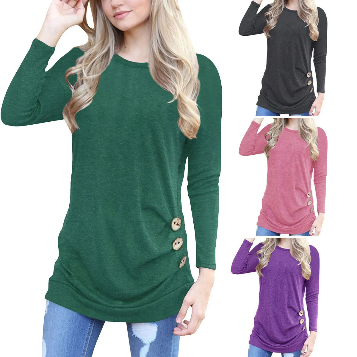 S-2XL women o neck long sleeve t shirt tops lady button spring autumn casual leisure tops t-shirt criteria quality t shirt
S-2XL women o neck long sleeve t shirt tops lady button spring autumn casual leisure tops t-shirt criteria quality t shirt