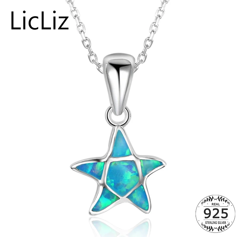 LicLiz 925 Sterling Silver Star Pendant Necklaces Womens Blue Fire Opal Necklace Collar Animal Starfish Necklace Chains LN0255
LicLiz 925 Sterling Silver Star Pendant Necklaces Womens Blue Fire Opal Necklace Collar Animal Starfish Necklace Chains LN0255