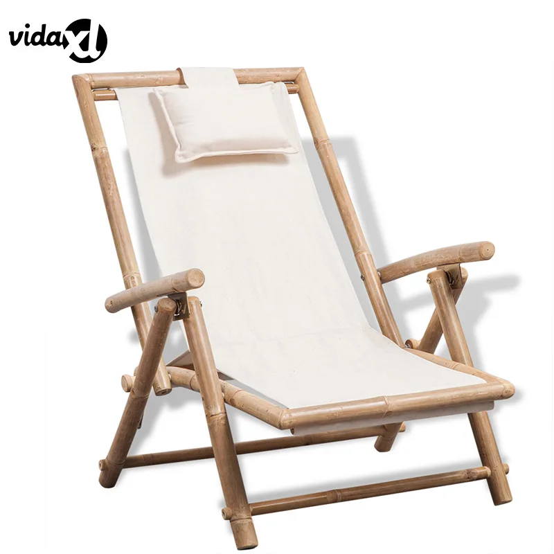 VidaXL antiqueoutdoor складной Bamboo шезлонге холст уголок transat мебель Прочный Удобный