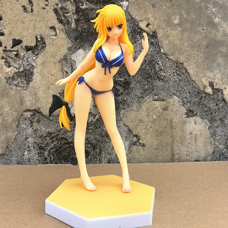 Аниме Волшебная девушка лирическая Nanoha Fate Testarossa Harlaown купальник Ver ПВХ фигурка