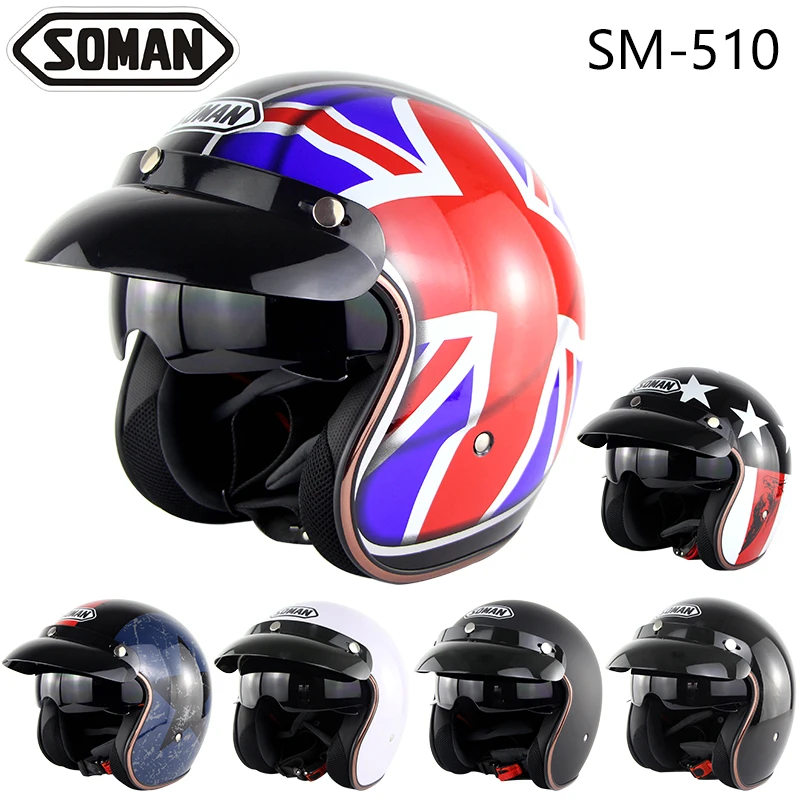 Chopper Style Motorcycle Helmet With Sun Viosr Motobike Helmets Old School Casco Retro Casque SOMAN SM510
Chopper Style Motorcycle Helmet With Sun Viosr Motobike Helmets Old School Casco Retro Casque SOMAN SM510