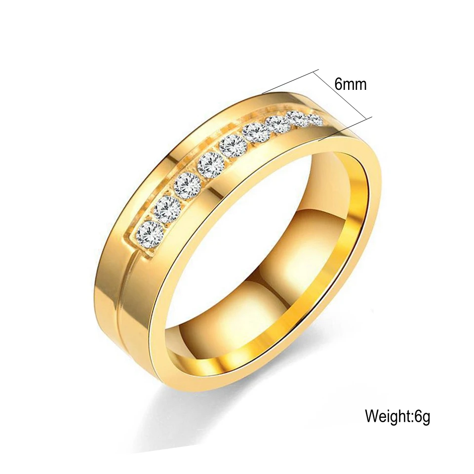 Обручальные кольца для влюбленных золотого цвета из нержавеющей стали с
