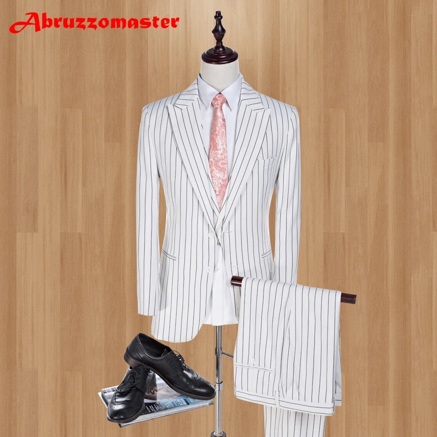 White Striped Men Suits Fashion 2022 Brand Men Slim Fit 3 Pieces Peaked Lapel Wedding Suit Smart Casual Suit (Jacket+Vest+Pant)
White Striped Men Suits Fashion 2022 Brand Men Slim Fit 3 Pieces Peaked Lapel Wedding Suit Smart Casual Suit (Jacket+Vest+Pant)