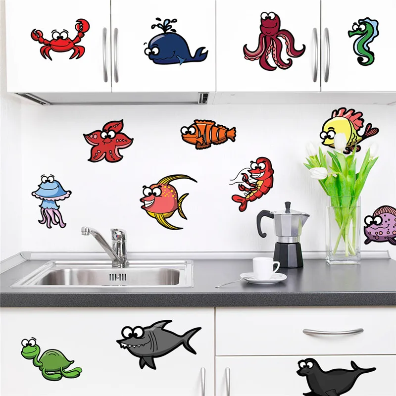 

underwater seabed fish crab bubble wall sticker for kids rooms bathroom home bedroom decor nursery decals poster