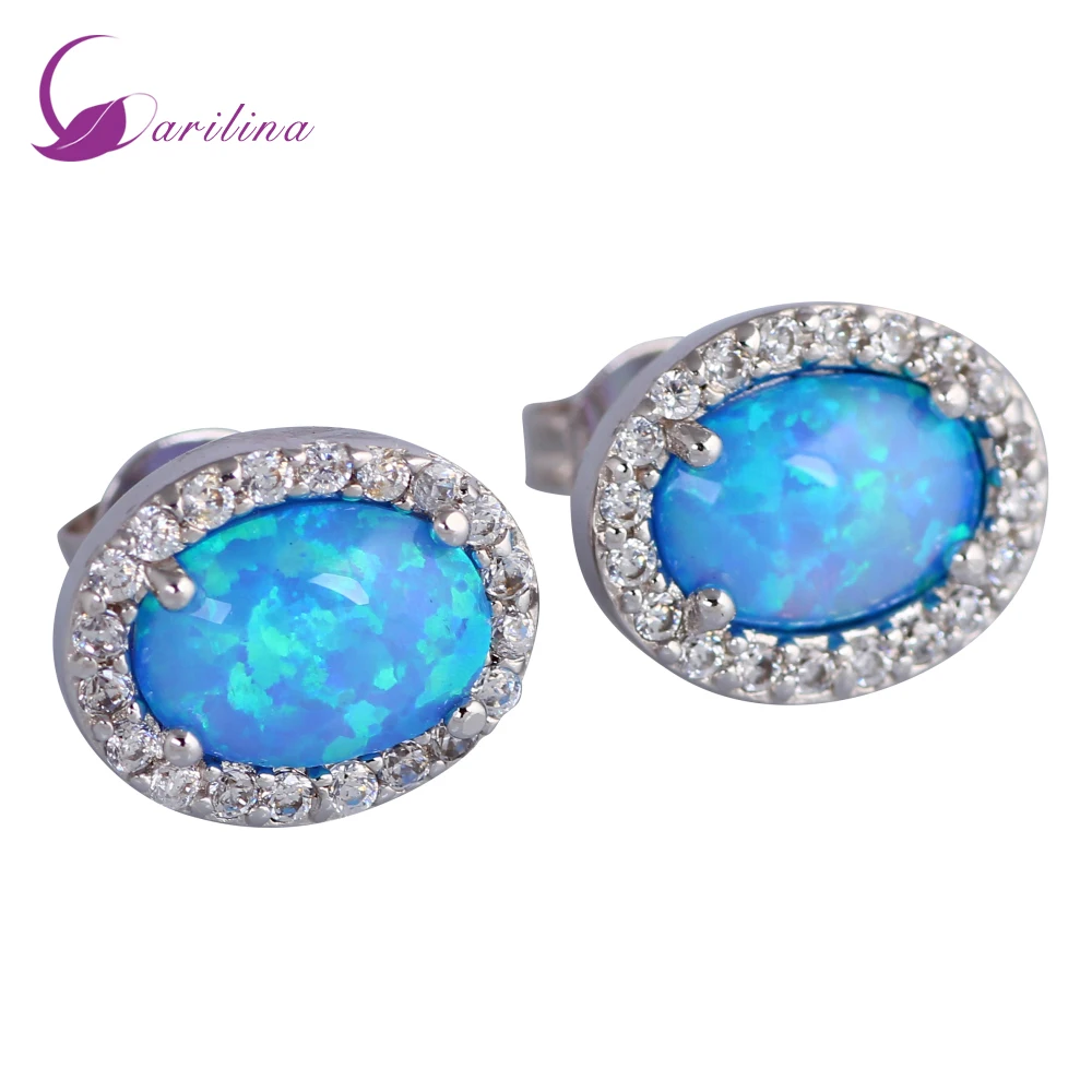 Bijoux Blue Opal Earrings Silver Color Filled Women's Stud Earrings Wedding Party Engagement Love Jewelry E373
Bijoux Blue Opal Earrings Silver Color Filled Women's Stud Earrings Wedding Party Engagement Love Jewelry E373