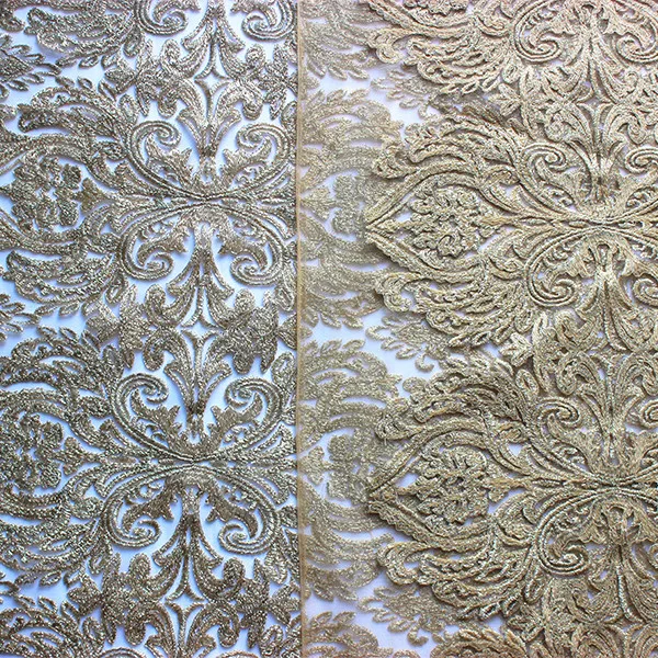 2yards Gold Metallic Fabrics Embroidered African Guipure Cord Lace Bridal Fabric Clothes
2yards Gold Metallic Fabrics Embroidered African Guipure Cord Lace Bridal Fabric Clothes