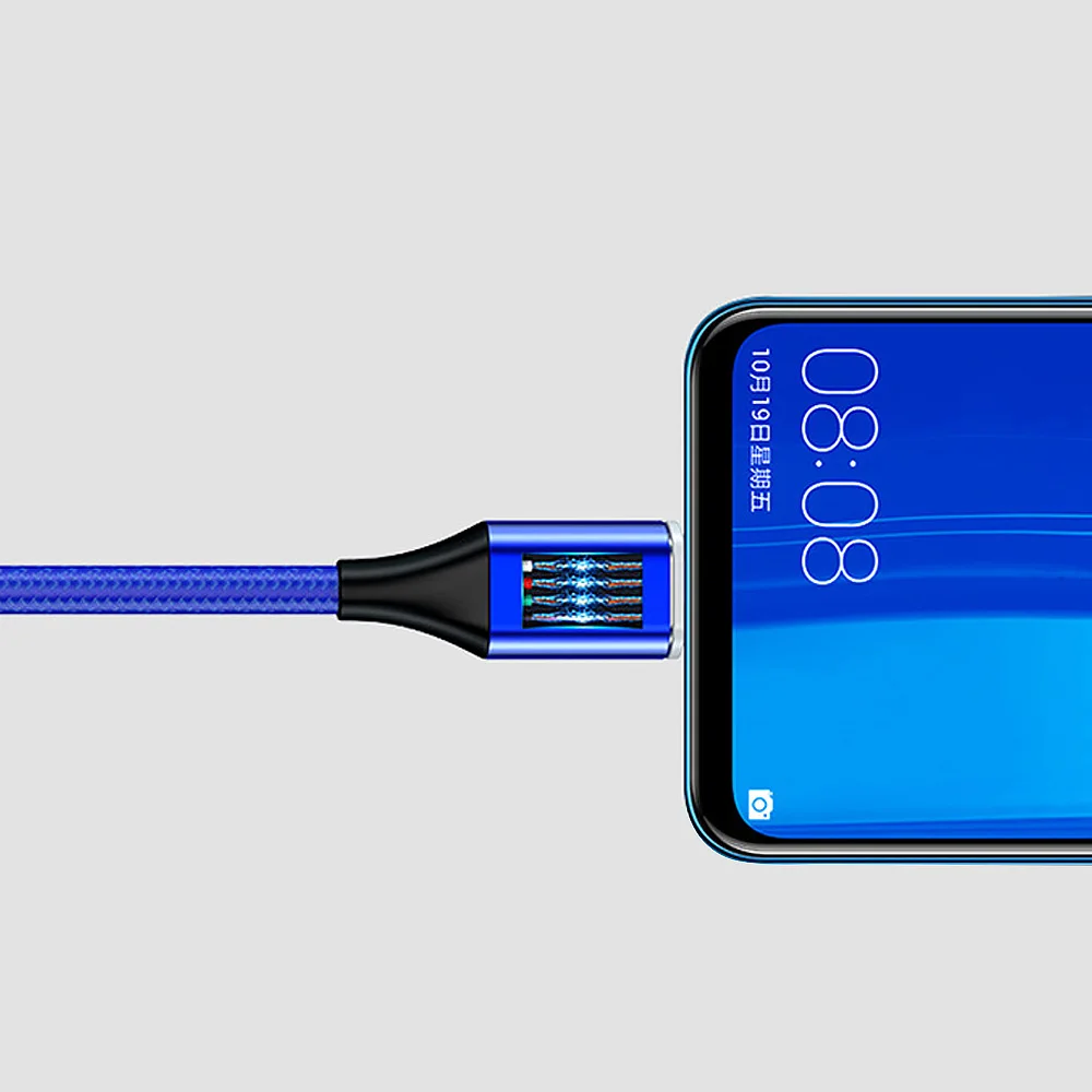 Магнитный usb-кабель Type-C 5A кабель для быстрой зарядки нейлоновая оплетка с