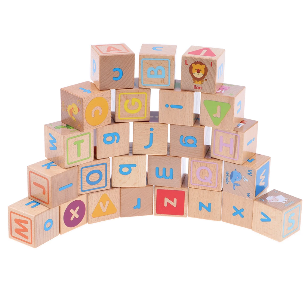 26 Pieces Cartoon Colorful Wooden ABC Alphabet Letters Cube Blocks Stacking Cognition Toy Kids/Baby Developmental
26 Pieces Cartoon Colorful Wooden ABC Alphabet Letters Cube Blocks Stacking Cognition Toy Kids/Baby Developmental