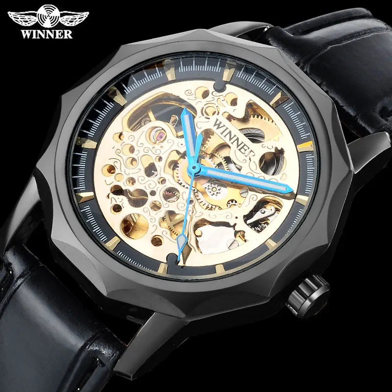 WINNER fashion brand men mechanical watches leather strap men's automatic skeleton black watches male wristwatches reloj hombre
WINNER fashion brand men mechanical watches leather strap men's automatic skeleton black watches male wristwatches reloj hombre