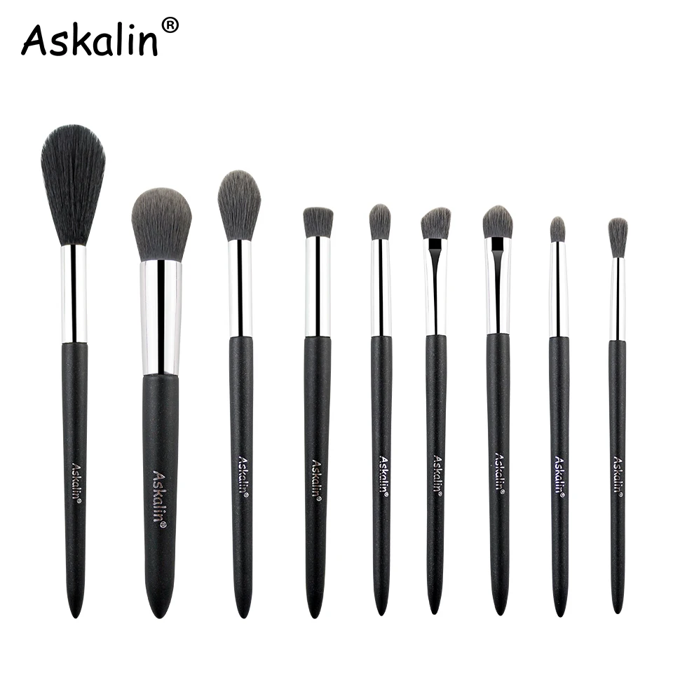 Askalin 9 шт. классические матовые черные кисти для растушевки глаз основа макияжа
