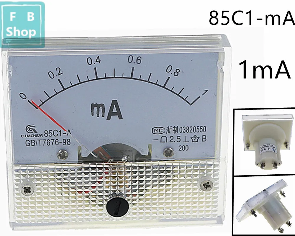 1 шт. 85C1-mA 1mA DC стрелочный Амперметр 85C1 серии аналоговая AMP метр 64*56 мм Размер
1 шт. 85C1-mA 1mA DC стрелочный Амперметр 85C1 серии аналоговая AMP метр 64*56 мм Размер
