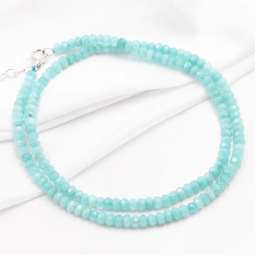 Natural Amazonite Stone Beads Choker Necklace for Women Statement Collare Chain Necklaces Abacus 2x4mm Torque Jewelry 18" A815
Natural Amazonite Stone Beads Choker Necklace for Women Statement Collare Chain Necklaces Abacus 2x4mm Torque Jewelry 18" A815