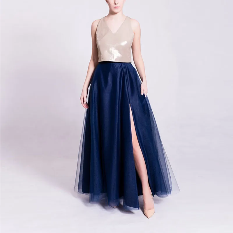 Sexy Side Slit Maxi Tulle Skirt for Women Zipper Waist Floor Length Navy Blue Tutu Long Skirt Faldas Jupe Saia Longa Custom Made
Sexy Side Slit Maxi Tulle Skirt for Women Zipper Waist Floor Length Navy Blue Tutu Long Skirt Faldas Jupe Saia Longa Custom Made