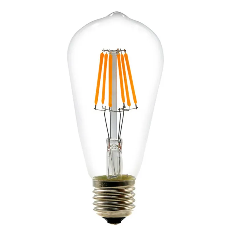 

6pcs Filament Retro Edison Bulb Lamp 6W E27 LED Filament Bulbs ST64 6 leds COB Decorative Warm White 220-240V Replace 60W Blub