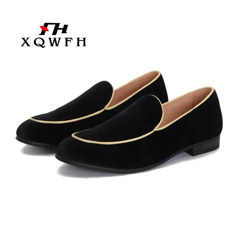 XQWFH/2019 новые стильные мужские черные бархатные туфли модные модельные для