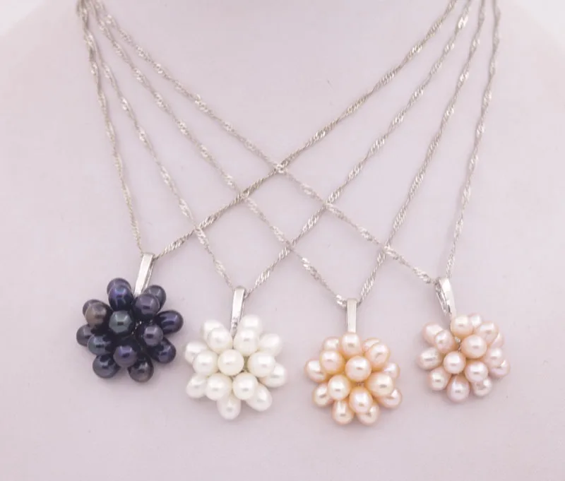 20mm Real Pearl Pendant Flower White Pink Purple Black Chain 17" Jewelry Choose color
20mm Real Pearl Pendant Flower White Pink Purple Black Chain 17" Jewelry Choose color