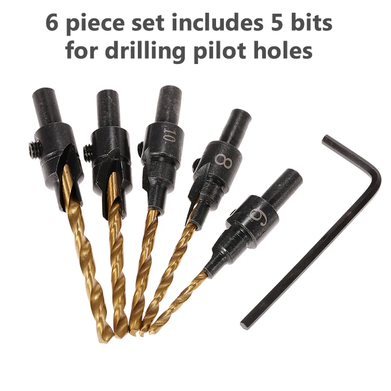 5Pcs/set HSS Countersink Drill Bit Cone Bit Set Quick Change Wood Hex Shank Screw Carpentry Woodworking Tools 6#,8#,10#,12# 14#
5Pcs/set HSS Countersink Drill Bit Cone Bit Set Quick Change Wood Hex Shank Screw Carpentry Woodworking Tools 6#,8#,10#,12# 14#