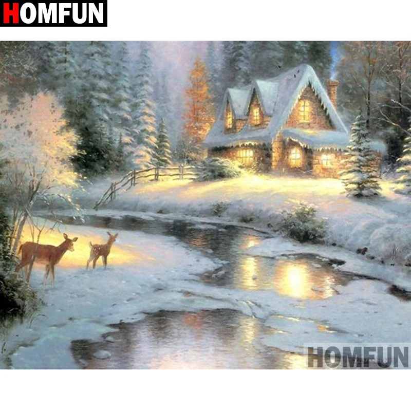HOMFUN Full Square/Round Drill 5D DIY Diamond Painting "House snow scene" Embroidery Cross Stitch 3D Home Decor Gift A17697
HOMFUN Full Square/Round Drill 5D DIY Diamond Painting "House snow scene" Embroidery Cross Stitch 3D Home Decor Gift A17697