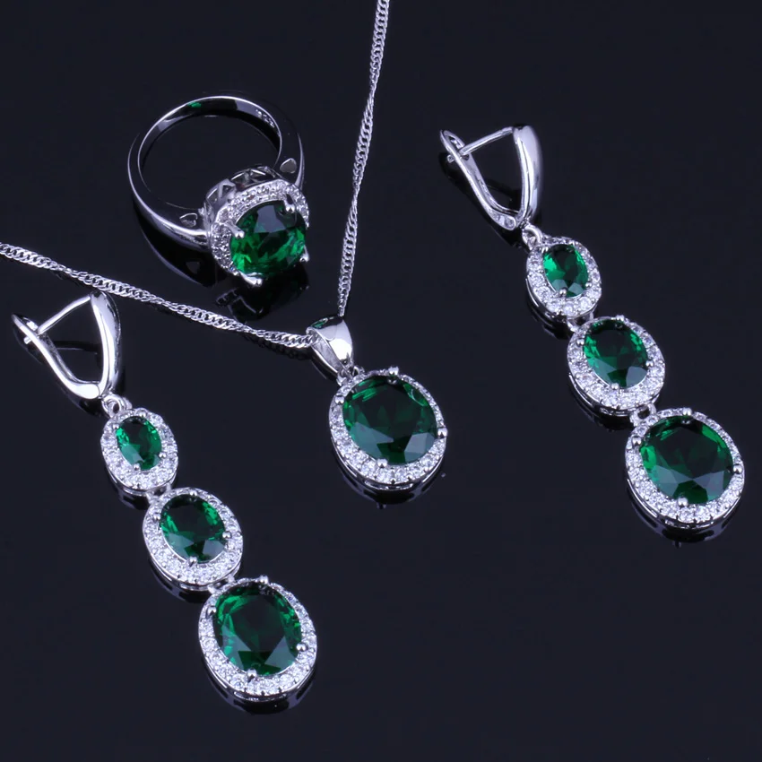 Adorable Oval Green Cubic Zirconia White CZ Silver Plated Jewelry Sets Earrings Pendant Chain Ring V0034
Adorable Oval Green Cubic Zirconia White CZ Silver Plated Jewelry Sets Earrings Pendant Chain Ring V0034