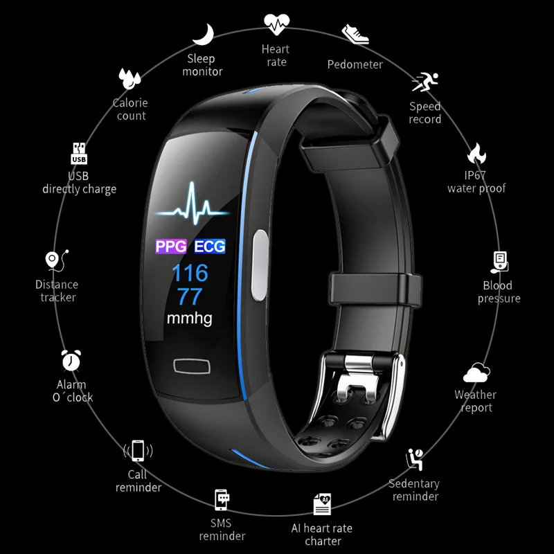 Новые смарт-часы для мужчин и женщин монитор сердечного ритма фитнес-трекер PPG +