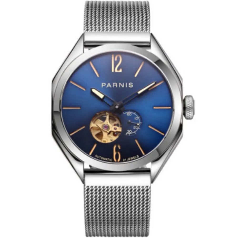 43mm PARNIS Blue Dial Sapphire Glass Luminous Stainless Miyota Mechanical Watches relogio masculino Gift Automatic men's Watch
43mm PARNIS Blue Dial Sapphire Glass Luminous Stainless Miyota Mechanical Watches relogio masculino Gift Automatic men's Watch