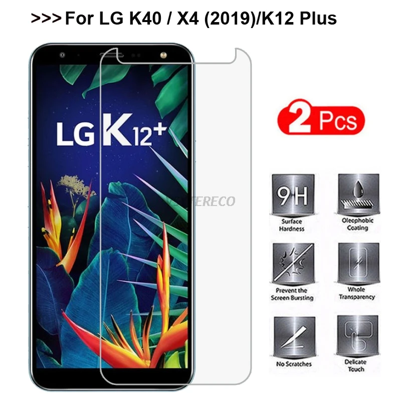 

Закаленное стекло для LG K40 2 шт., протектор экрана K12 Plus/X4 2019 9H, закаленное стекло для LG K40, защитная пленка 5,7 дюйма