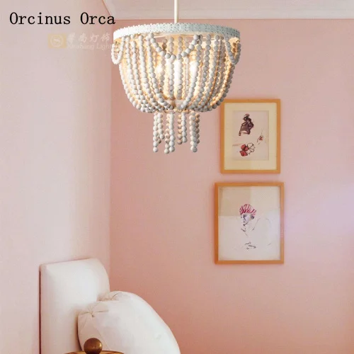 American antique wooden bead chandelier living room dining room children's room Nordic modern simple romantic white Chandelier
American antique wooden bead chandelier living room dining room children's room Nordic modern simple romantic white Chandelier