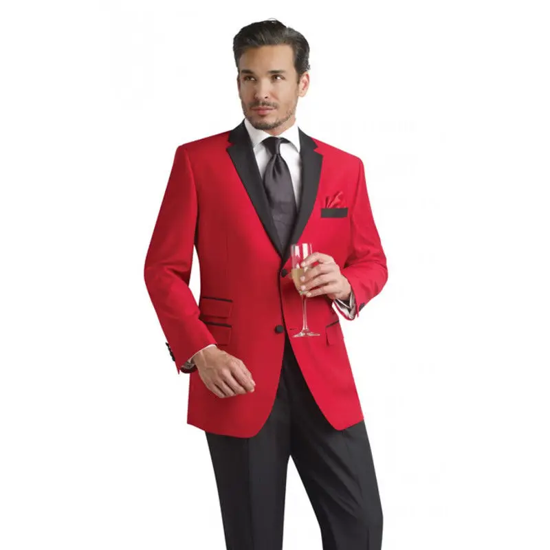 Red Jacket Black Lapel Groom Tuxedo Prom Men's Wedding Suits Formal 2 Piece Suit Business Prom Custom Made Suits A0106
Red Jacket Black Lapel Groom Tuxedo Prom Men's Wedding Suits Formal 2 Piece Suit Business Prom Custom Made Suits A0106