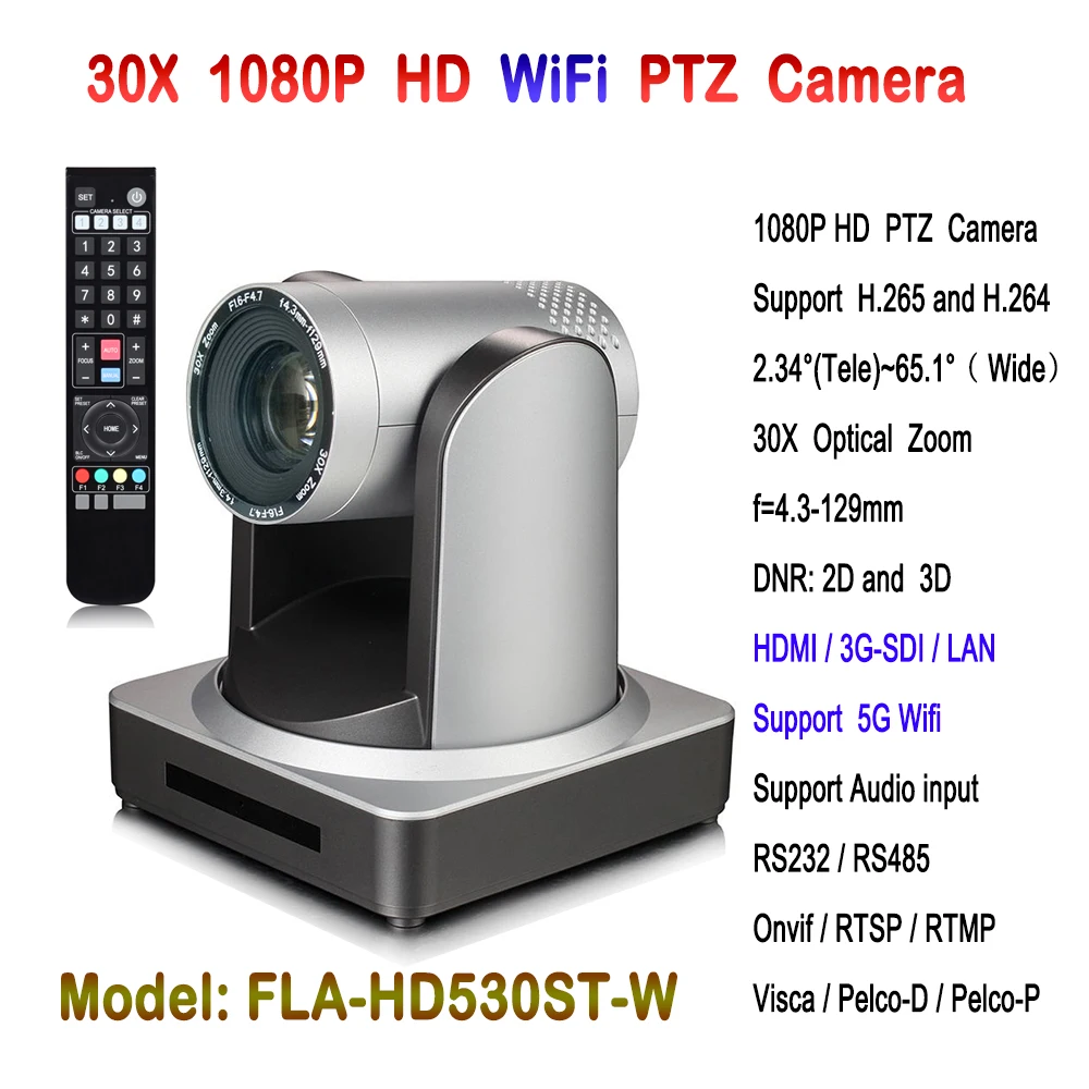 Wi-Fi 1080P IP видеокамера для видеоконференции 3G-SDI HDMI PTZ 30x автозум для системы вещания
Wi-Fi 1080P IP видеокамера для видеоконференции 3G-SDI HDMI PTZ 30x автозум для системы вещания