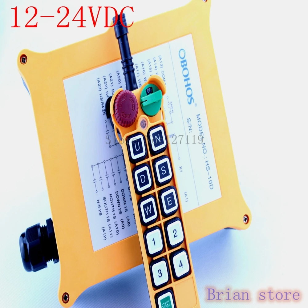 

12-24vdc 10 Channels 2 Speed 1 Transmitter Hoist Crane Truck Radio Remote Control System with E-Stop