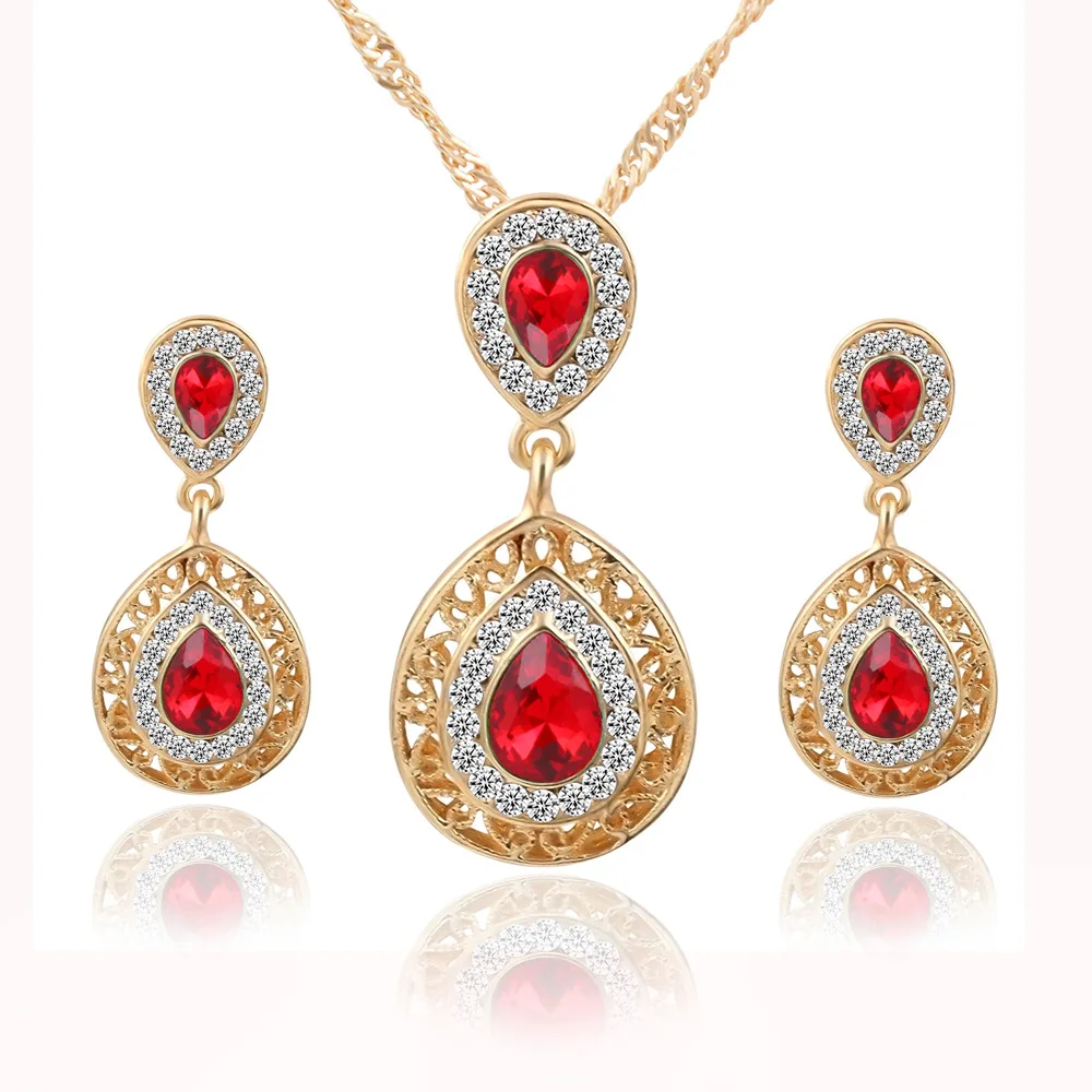 10 sets/lot Gold Necklace Earrings Set Crystal Waterdrop Pendant Engagement Wedding Bridal Jewelry Sets Rhinestone Drop Earring
10 sets/lot Gold Necklace Earrings Set Crystal Waterdrop Pendant Engagement Wedding Bridal Jewelry Sets Rhinestone Drop Earring