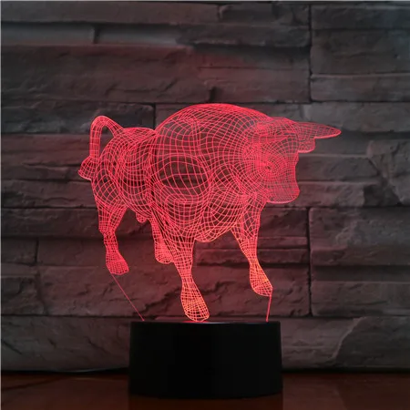 GX-1442 Animal Bull OX 3D Night Light 7 Colors Changing LED Desk Table Lamp Acrylic Illusion Multicolor Lamps Family Gifts
GX-1442 Animal Bull OX 3D Night Light 7 Colors Changing LED Desk Table Lamp Acrylic Illusion Multicolor Lamps Family Gifts