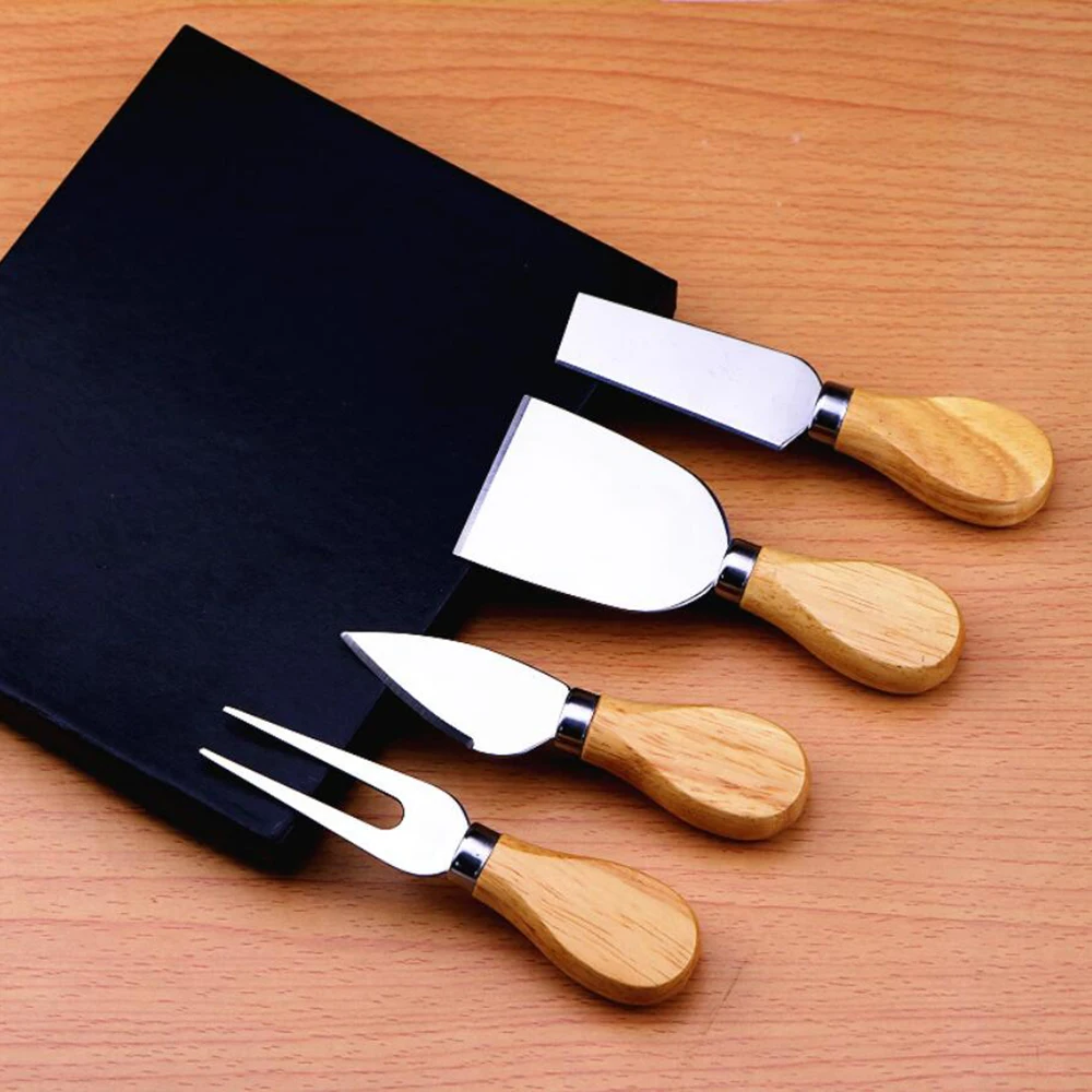 4 шт. ножи для сыра деревянные ручки нож из нержавеющей стали вилка кухонный набор