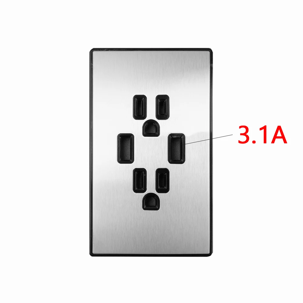 120 двойной USB разъем, стандарт США 3,1 A универсальная настенная розетка USB порт адаптер питания розетки, панель из нержавеющей стали
120 двойной USB разъем, стандарт США 3,1 A универсальная настенная розетка USB порт адаптер питания розетки, панель из нержавеющей стали