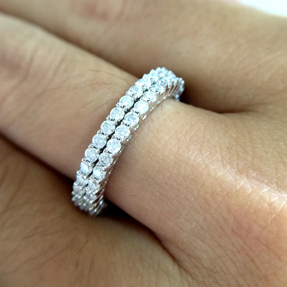 Женское кольцо для помолвки Moissanite 14 K белое золото 1 7 мм лабораторное АЛМАЗНОЕ