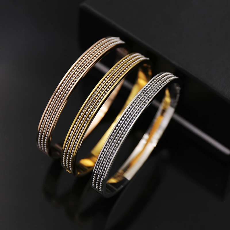 Stylish Three Rows Small Beads Chain Rose Gold Color / White Gold Color / Yellow Gold Color Titanium Steel Bangle
Stylish Three Rows Small Beads Chain Rose Gold Color / White Gold Color / Yellow Gold Color Titanium Steel Bangle