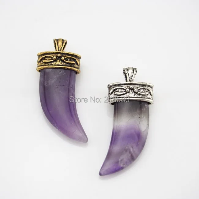 H-C03HT1052 Amethyst Quartz Horn Tusk Pendant Charm With Antique Gold Or Antique Silver Cap
H-C03HT1052 Amethyst Quartz Horn Tusk Pendant Charm With Antique Gold Or Antique Silver Cap