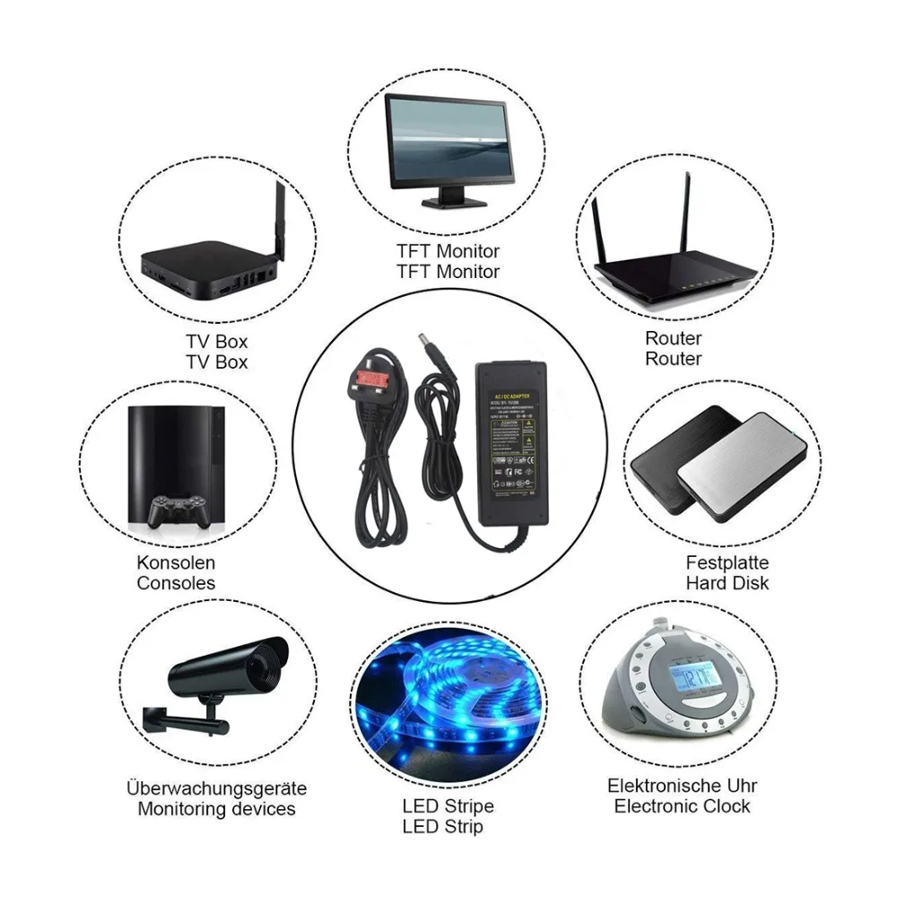 Led Power Adapter UK Plug AC100-240V to DC12V Transformer 5A 60W/6A 72W /8A 96W For Led Strip Light
Led Power Adapter UK Plug AC100-240V to DC12V Transformer 5A 60W/6A 72W /8A 96W For Led Strip Light