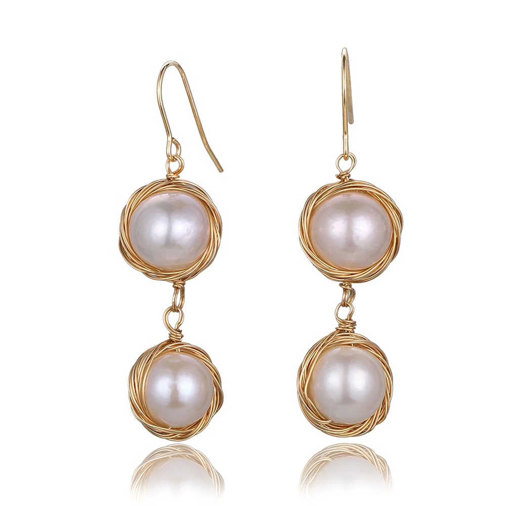Natural Freshwater Pearl Drop Dangle Earrings Handmade Gold Double Round Pearl Earring Fashion Big Pearl Long Earrings For Women
Natural Freshwater Pearl Drop Dangle Earrings Handmade Gold Double Round Pearl Earring Fashion Big Pearl Long Earrings For Women