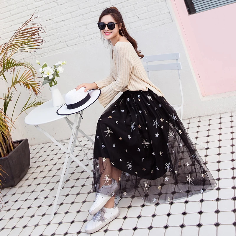 Spring Summer Half Skirt 2018 New Korean High Waist Long Embroidered Skirt Nice Skirt Star Elegent Girl D032
Spring Summer Half Skirt 2018 New Korean High Waist Long Embroidered Skirt Nice Skirt Star Elegent Girl D032
