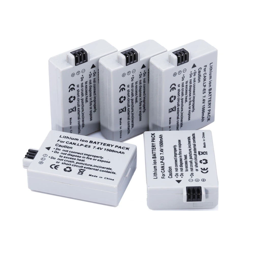 5pcs 1500mAh LP-E5 LPE5 LP E5 digital Camera battery Batteries for Canon EOS Rebel XS, Rebel T1i, Rebel XSi, 1000D, 500D, 450D
5pcs 1500mAh LP-E5 LPE5 LP E5 digital Camera battery Batteries for Canon EOS Rebel XS, Rebel T1i, Rebel XSi, 1000D, 500D, 450D