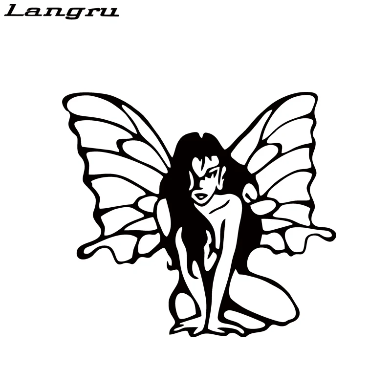 Langru индивидуальная Автомобильная Наклейка сексуальная леди с крыльями бабочки