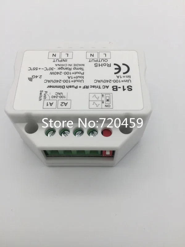 

2.4GHz RF Wireless Remote R1 with Triac RF +Push dimmer S1-B input AC100-240V 1A 100W-240W Push Dimmer LED Switch