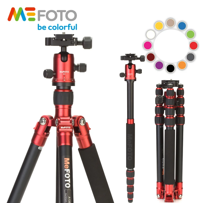 

MeFOTO A1350Q1 Metallic Colors Aluminum Tripod For Camera Travel Monopod Tripods Dslr Extendable Up to 61.6" Tripode